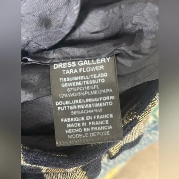 Anthropologie Dress Gallery Floral Brocade Navy and Gold Skirt Size medium EUC - Picture 10 of 12